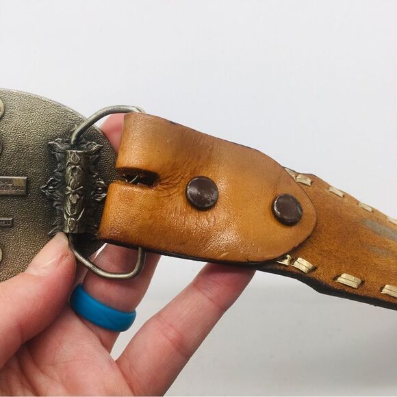 Vintage Motley’s Leather Hand Tooled Belt with US Marines Buckle - Picture 6 of 9